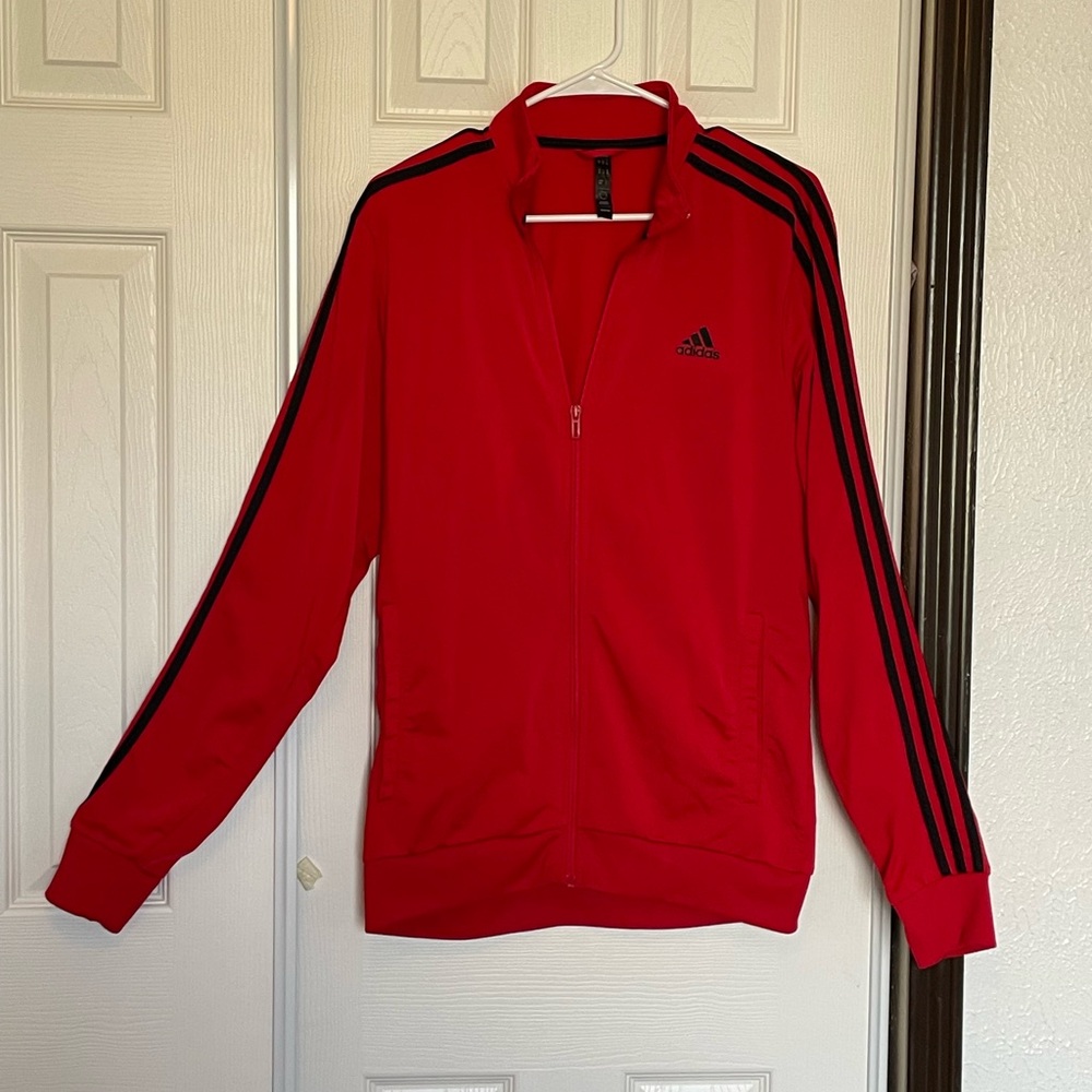 adidas Red Performance Tank with Black Neck Trim